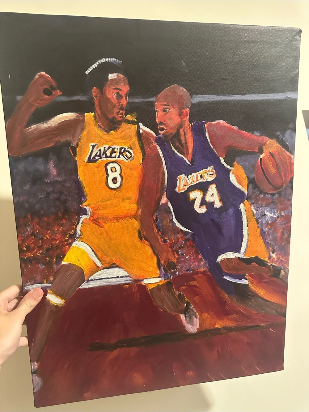 Kobe Bryant vs Kobe Basketball Canvas Art painting 18x24- Yellow & Purple